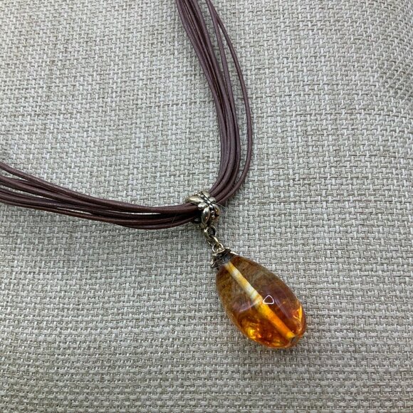 Lia Sophia Jewelry - Lia Sophia Buona Sera Faux Amber Glass Multi Leather Cord Necklace